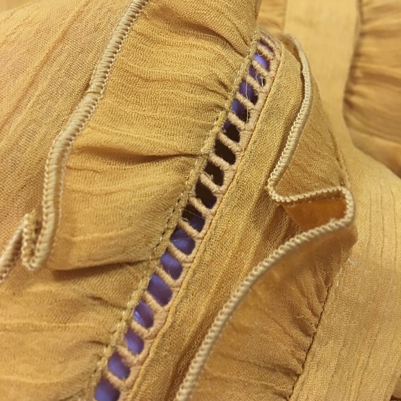 Ann Taylor, burnt orange ruffle front button down - Picture 6 of 6